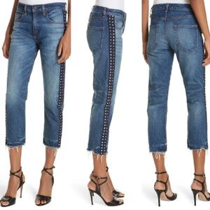 EUC SZ 26 Rhinestone Studded Ines Veronica Beard Cropped Jeans